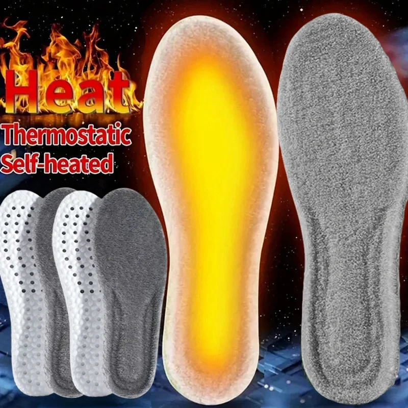 2pcs Self Heated Thermal Insoles for Feet Winter Warm Wool Thermal Memory Foam for Men Women Sports Shoes Self-heating Shoe Pads image 2