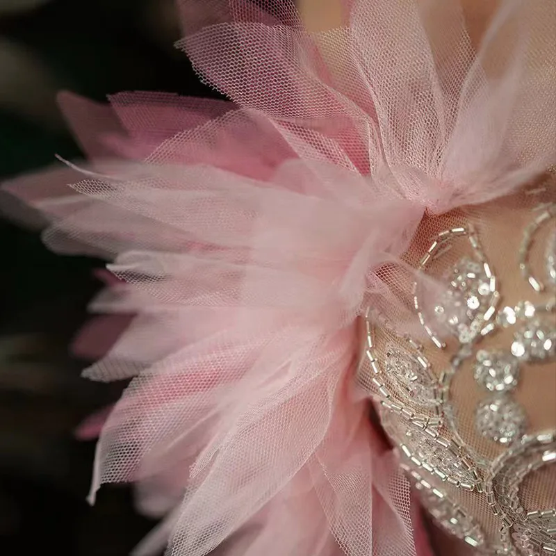 مثير الوردي شبكة 2 قطعة مجموعة أنيقة الدانتيل الترتر تنورة حفلة موسيقية بلا أكمام فستان الملكة المغني الرقص مرحلة العرض ازياء ملهى ليلي