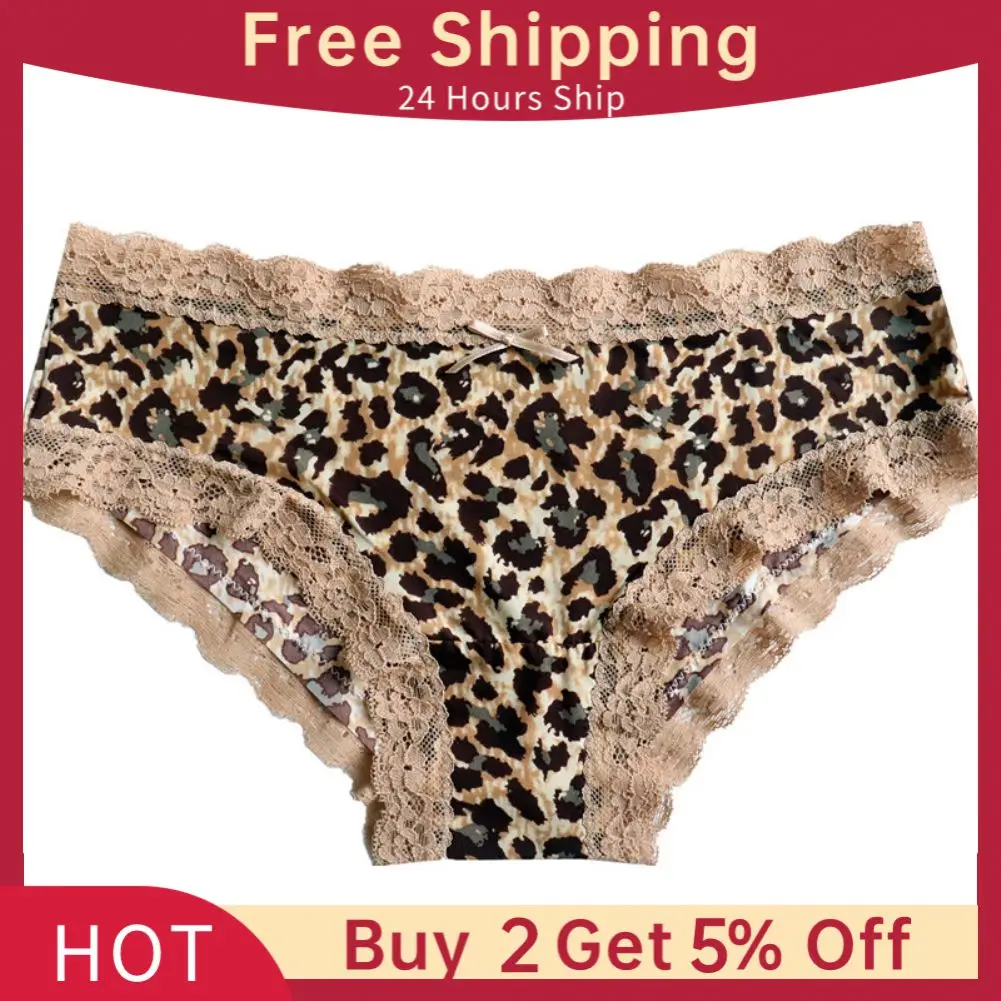 New Sexy Lingerie For Women Lace Underwear With Leopard Printing Nylon Sexy Hot Panties For Women Low Waist Panties Briefs