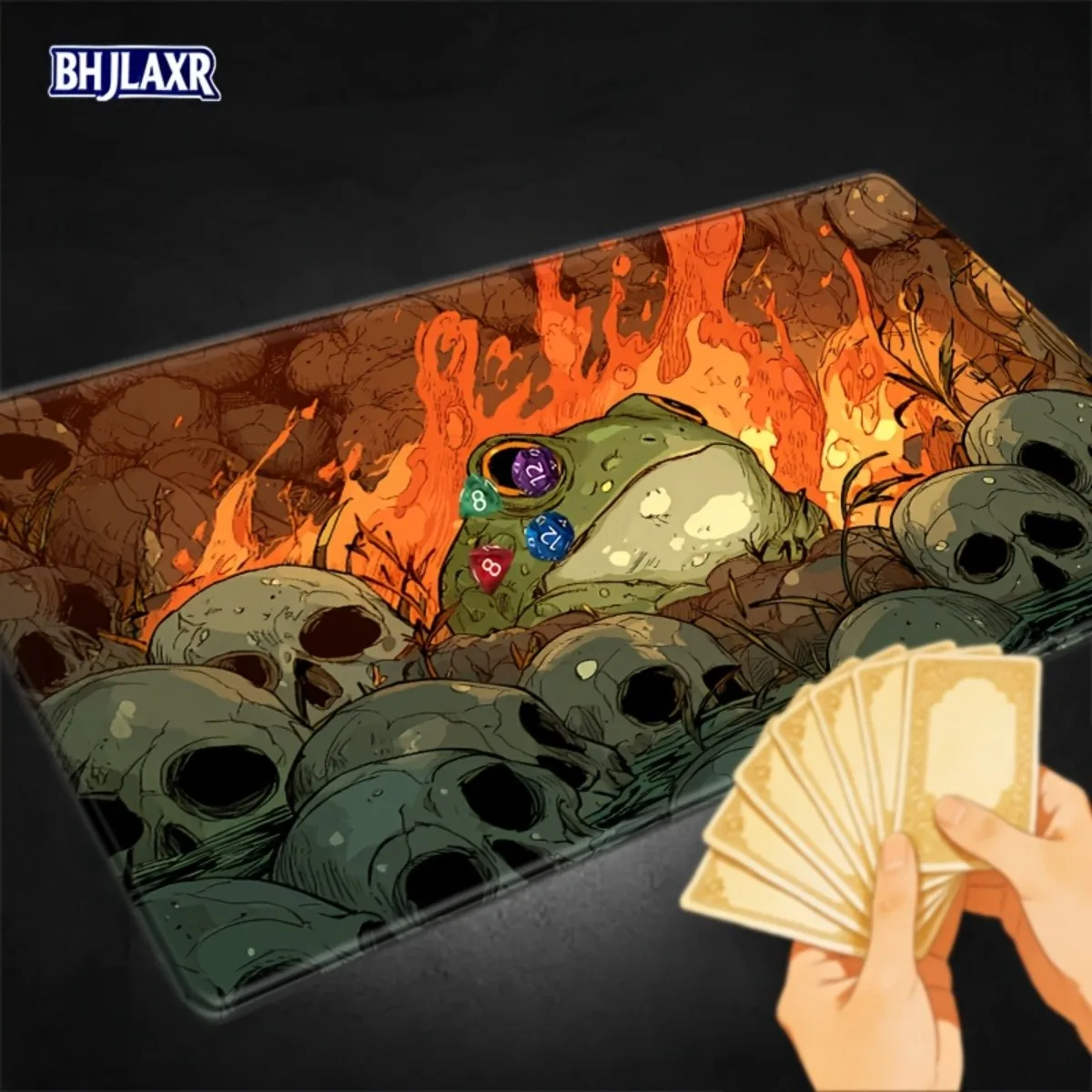 

Игровой коврик для мыши «Волшебный череп лягушки» с изображением джунглей, огня и моря, нескользящий, износостойкий, с двойной прошивкой краев, для настольных игр