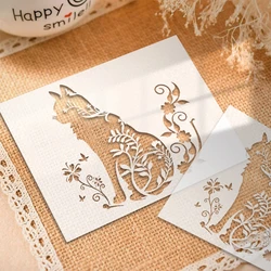 YOMDID 1pc Cat Flower Painting Templates Reusable Cat Pattern Stencils DIY Animal Patterns Graffiti Decorating Craft Template