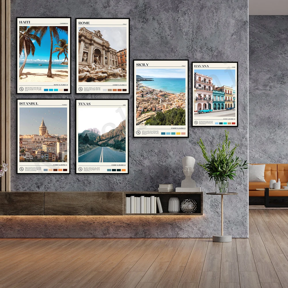 Los Angeles,Texas ,New York ,Cape Town,Rome ,Haiti,Sicily,Istanbul,Havana print, travel poster,Home decor