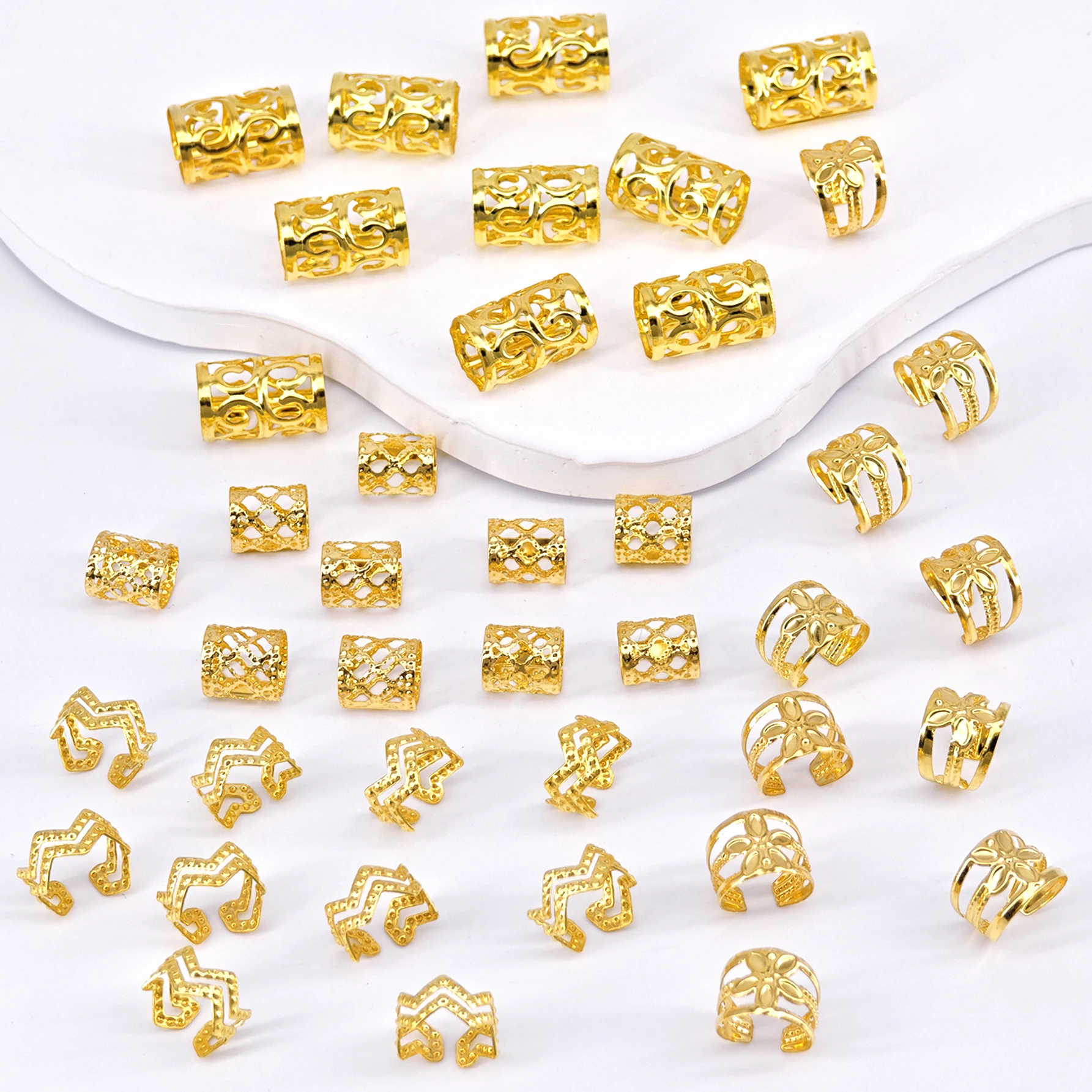 40 ピース/セットヴィンテージ中空ヘアリング合金ヘアカフヘ - Vintage Fashion Rings のレビューと価格