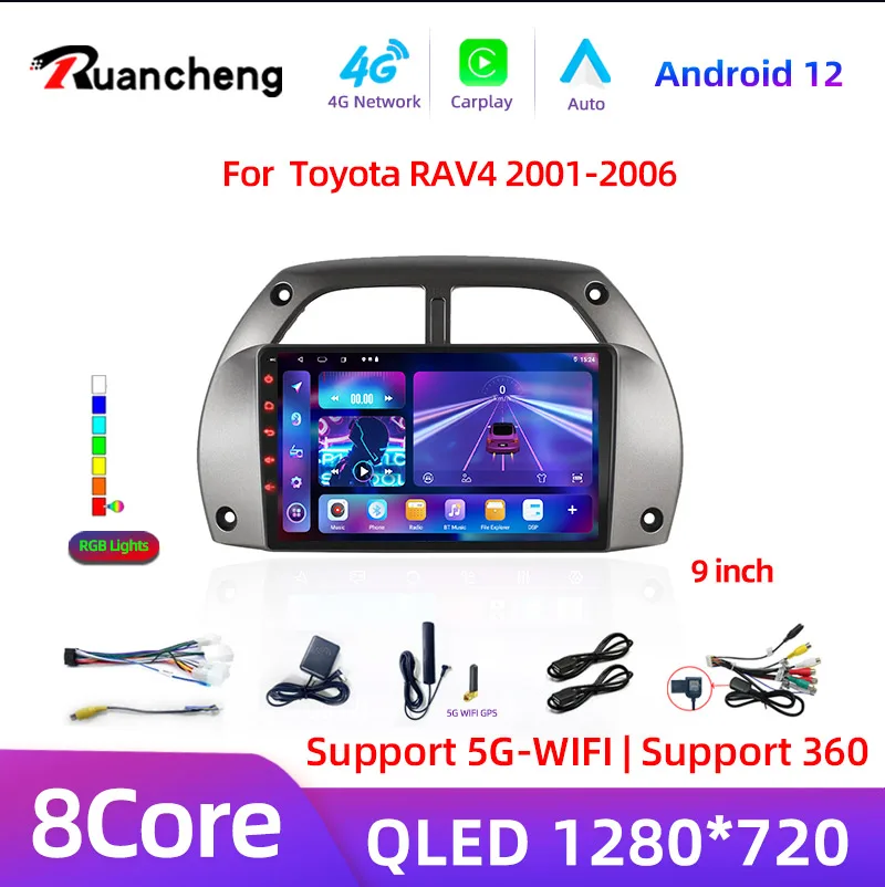 

8G+128G CarPlay 2din Android AutoRadio GPS Multimedia Player for Toyota RAV4 Rav 4 2001 2002 2003-2006 DSP IPS 2 DIN Car stereo