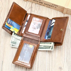 WESTAL Cowhide Wallet Men's Premium Retro Leather Anti-Theft Card Bag Men's Leather Multi-Card Wallet
