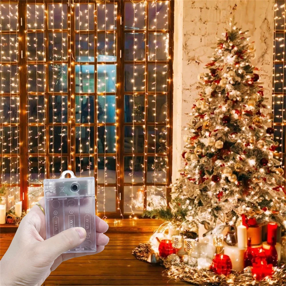 

Светодиодная гирлянда-штора Home Fairy 2026 для декора на Рамадан, Ид Мубарак, свадьбу, День святого Валентина, уличный декор, на батарейках