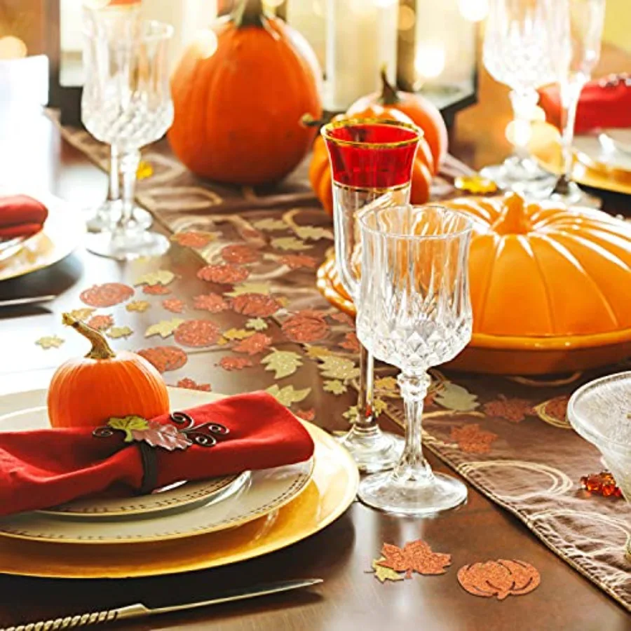 300 قطعة سقوط بريق النثار مابل ليف اليقطين طاولة الحفلات البرتقال النثار الخريف الحصاد الشكر الجدول مبعثر ل Fal #5