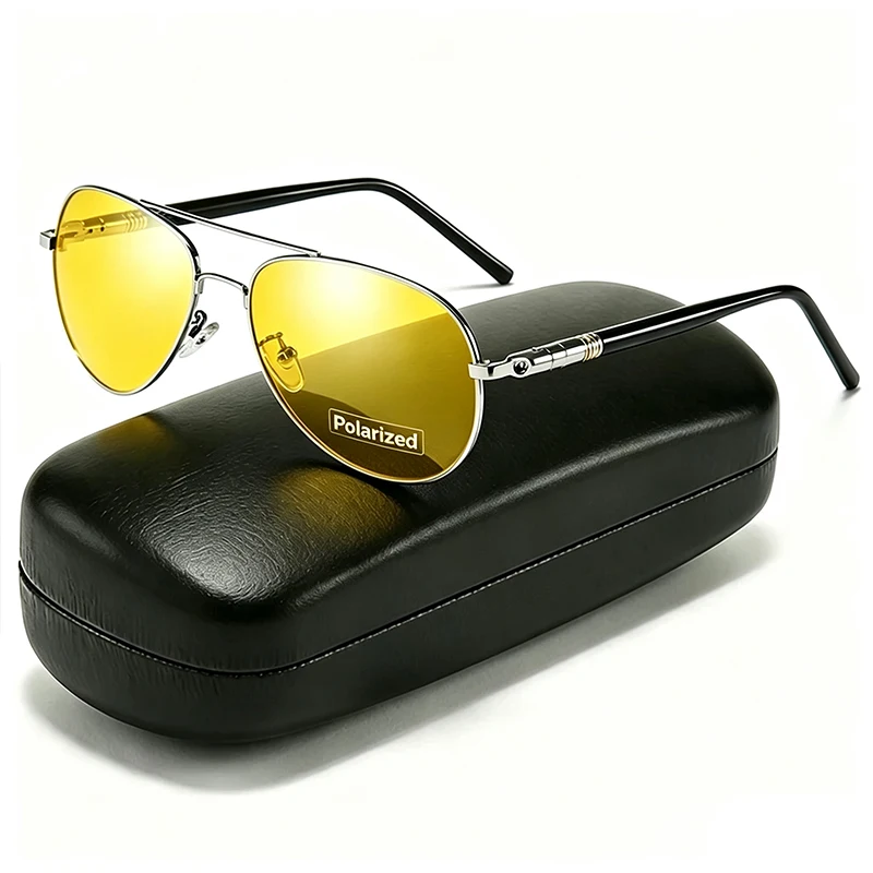 Nachtsicht-Polarisierte Sonnenbrille für Männer und Frauen Outdoor-Sport Fahren Angeln Gelbe Gläser Metall-Sonnenbrille Eyewear Goggle 2026