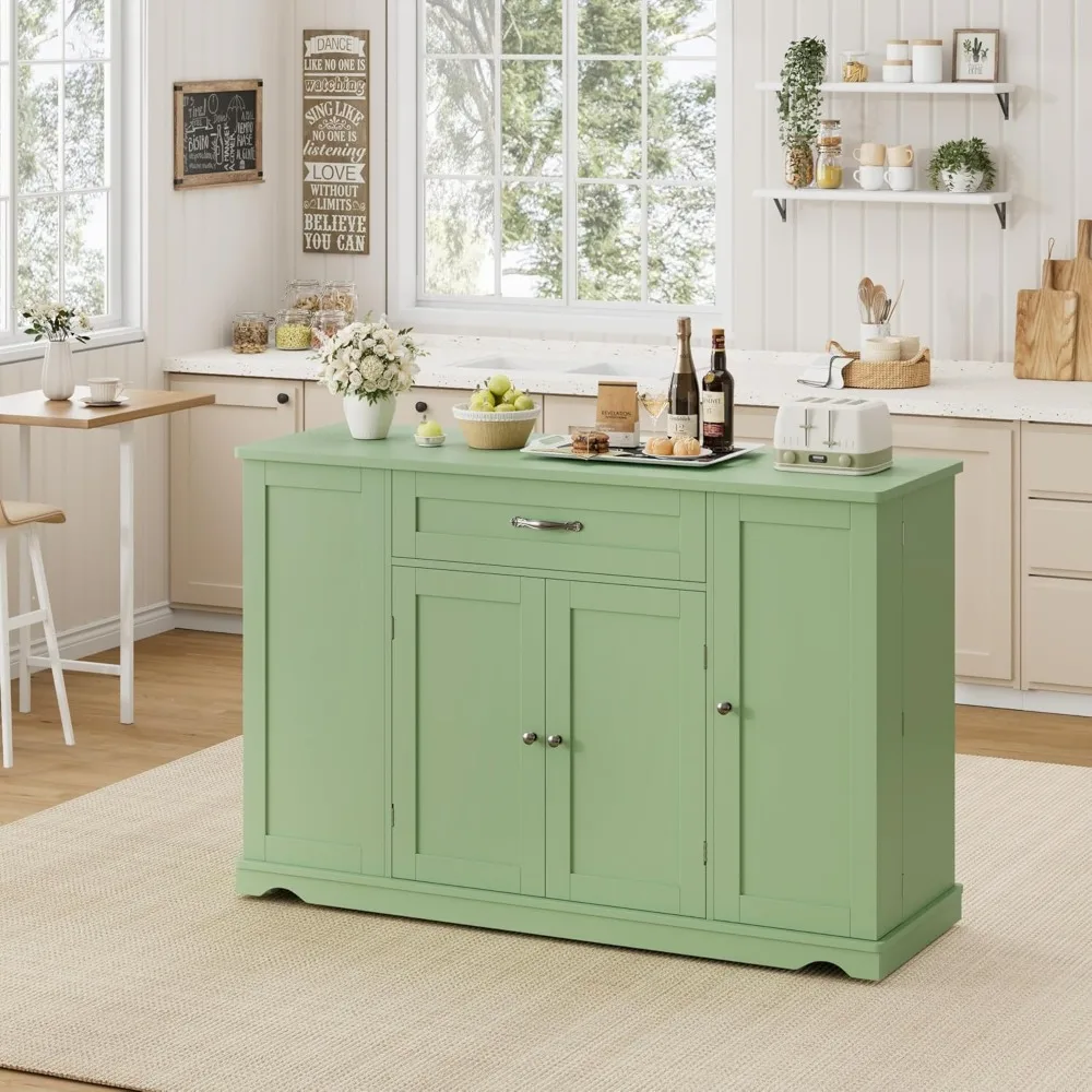 عربة جزيرة المطبخ مع مساحة تخزين، 47 طاولة دوارة على عجلات، درجين، جزيرة تخزين المطبخ بارتفاع قابل للتعديل