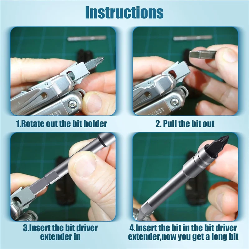 A76X-For Leatherman,Surge Wave Plus Compatible 1/4" Hex Bits Adapter Bit Driver Extender Add-On Accessory For Multi-Tools