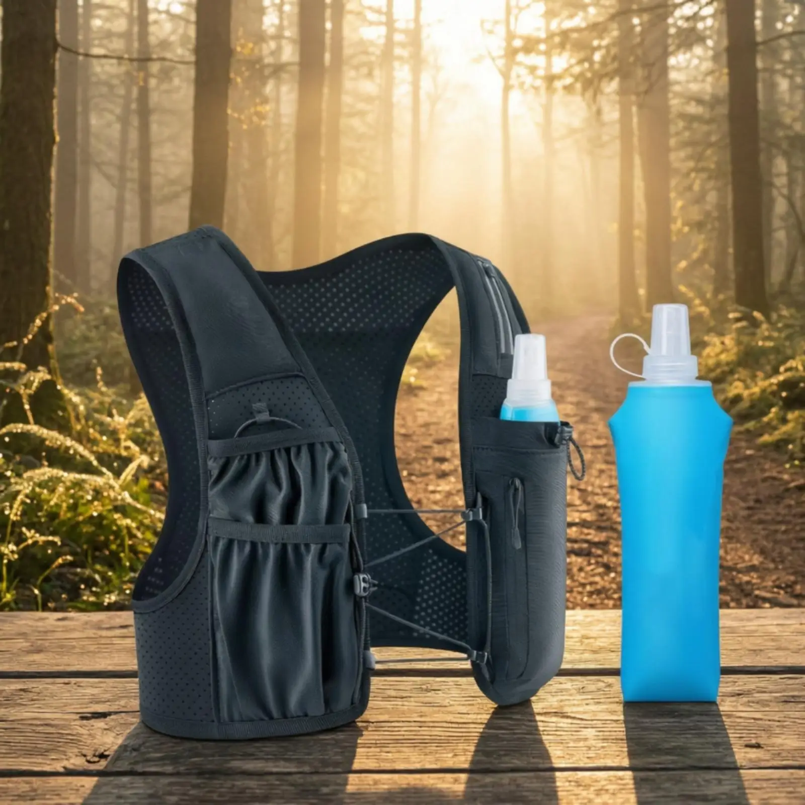 Minimalist Sports Vest for Running with Breathable Mesh Fabric and Convenient Storage Options
