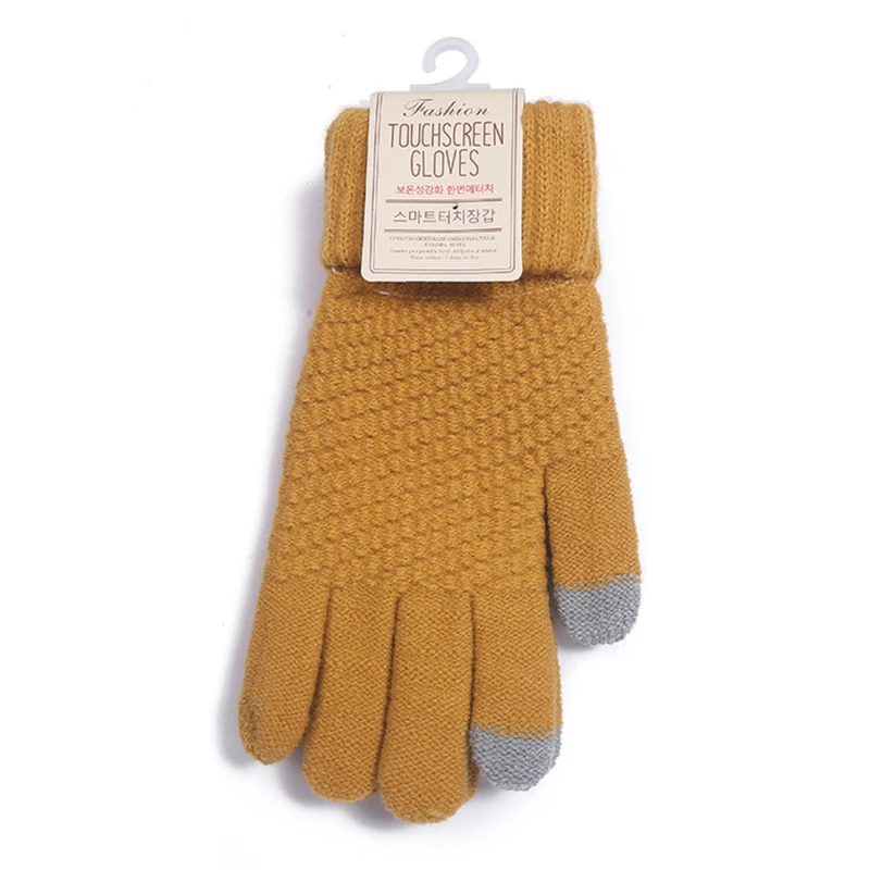 ฤดูหนาวถุงมือหน้าจอสัมผัสผู้หญิงผู้ชายยืดถัก Mittens ขนสัตว์เทียม Full Finger Guantes หญิงโครเชต์ Luvas Thicken