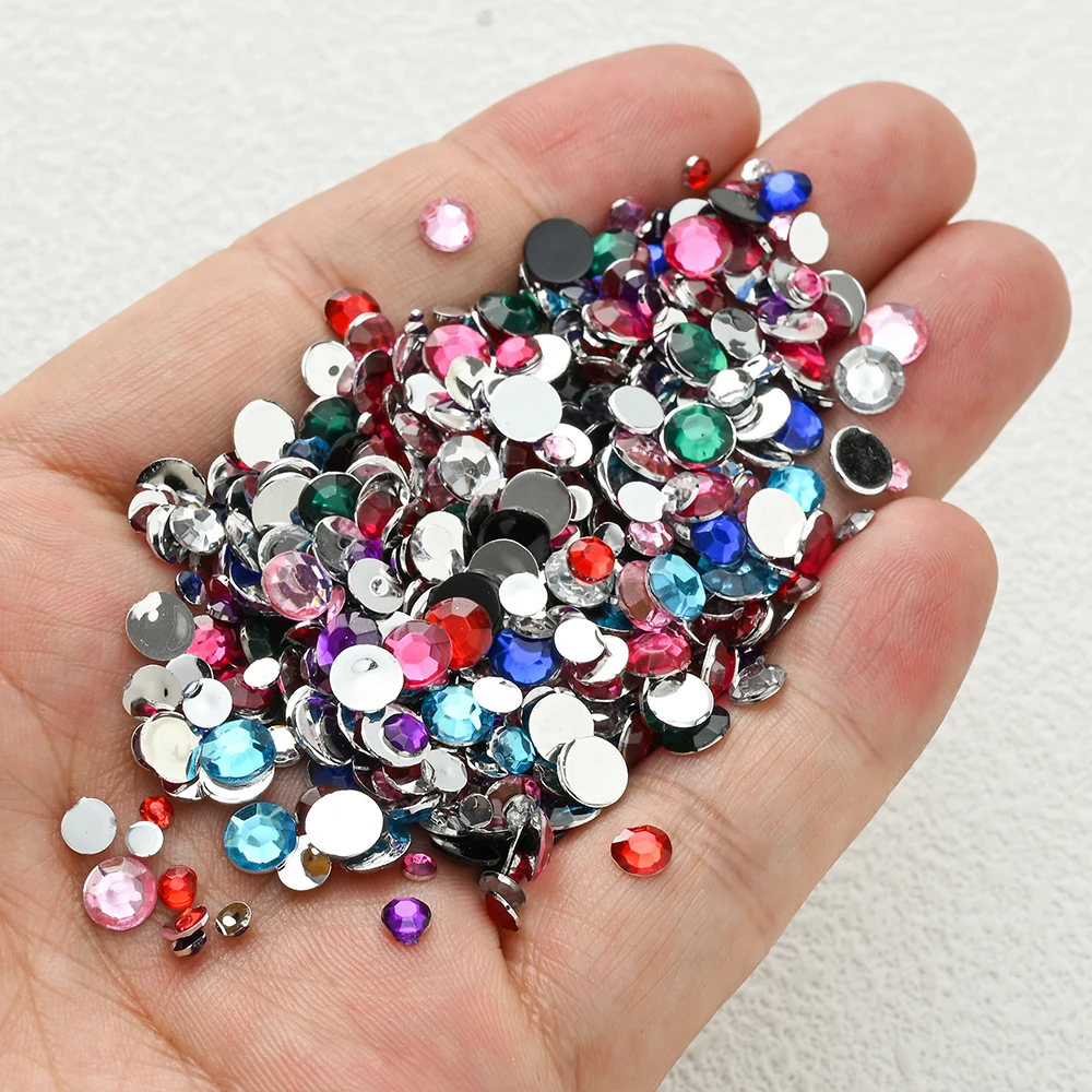 1100-2600 Stück 3/4/5/6mm Flachboden-Rundharz-Strasssteine für Nagelkunst, Schuhe, Kleidung und Schmuckherstellung für DIY-Handarbeiten – Detail 3
