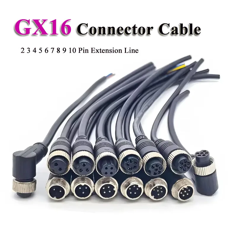 GX16 2 3 4 5 6 7 8 9 10 Pin Connector Cable Aviation Plug with Line Male to Femal 16mm Aviation Socket 30cm-3M Extension Cord