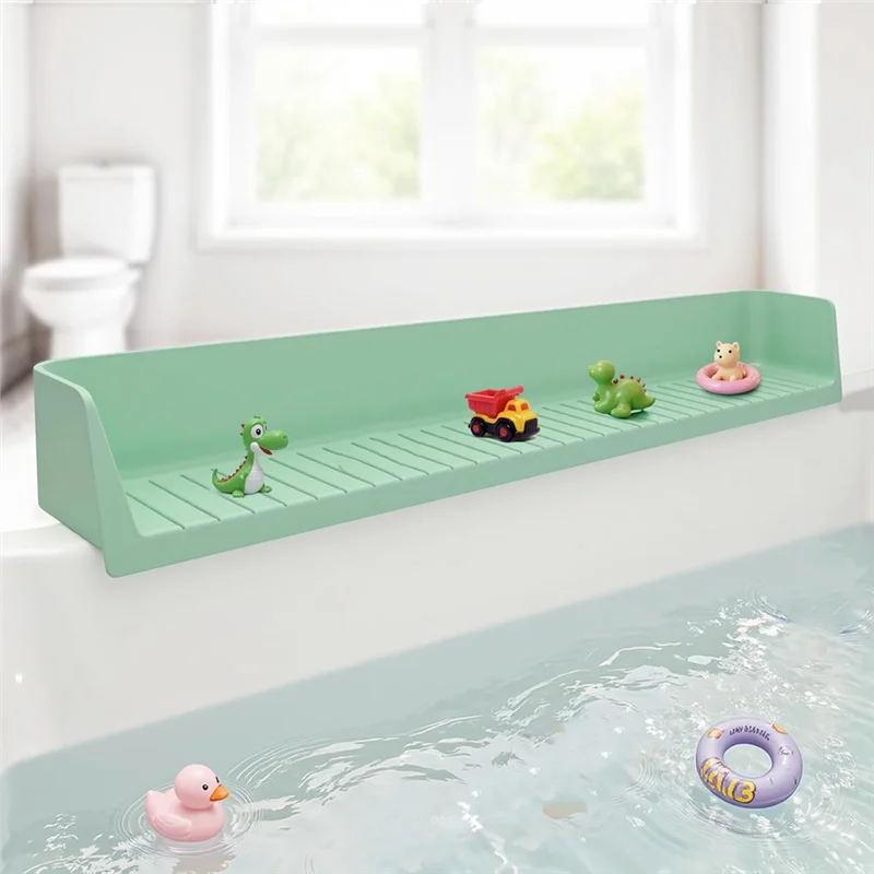 AT43-واقي سبلاش أطول لحوض الاستحمام للأطفال، واقي مياه من السيليكون، حامل صينية للحوض، طول طويل لحوض الاستحمام #5