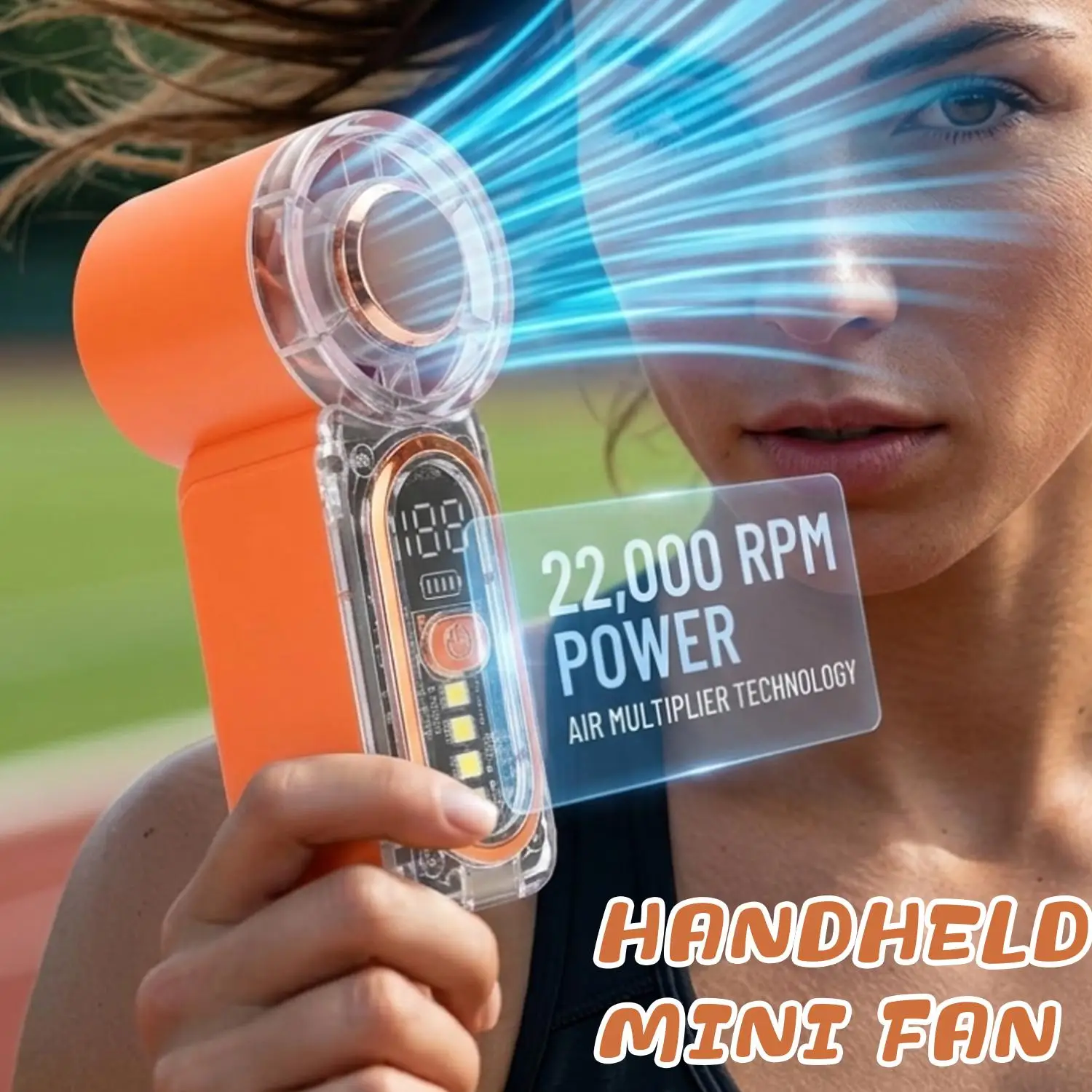 Mini Digital Display USB Fan Type C Rechargeable Handheld Three Speed Small Fan Outdoor Travel Handheld Cooling Cooler