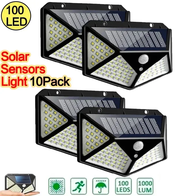 

Solar Wall Lights 100 LED 1/2/4Pcs Outdoor Solar Lamp PIR Motion Sensor Solar Powered Sunlight Street Light for Garden Light