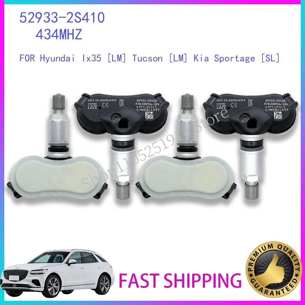 

4PCS TPMS SENSOR 52933-2S410 FOR Tucson [LM] Hyundai Ix35 [LM] Kia Sportage [SL] TIRE PRESSURE MONITORING SYSTEM 434Mhz