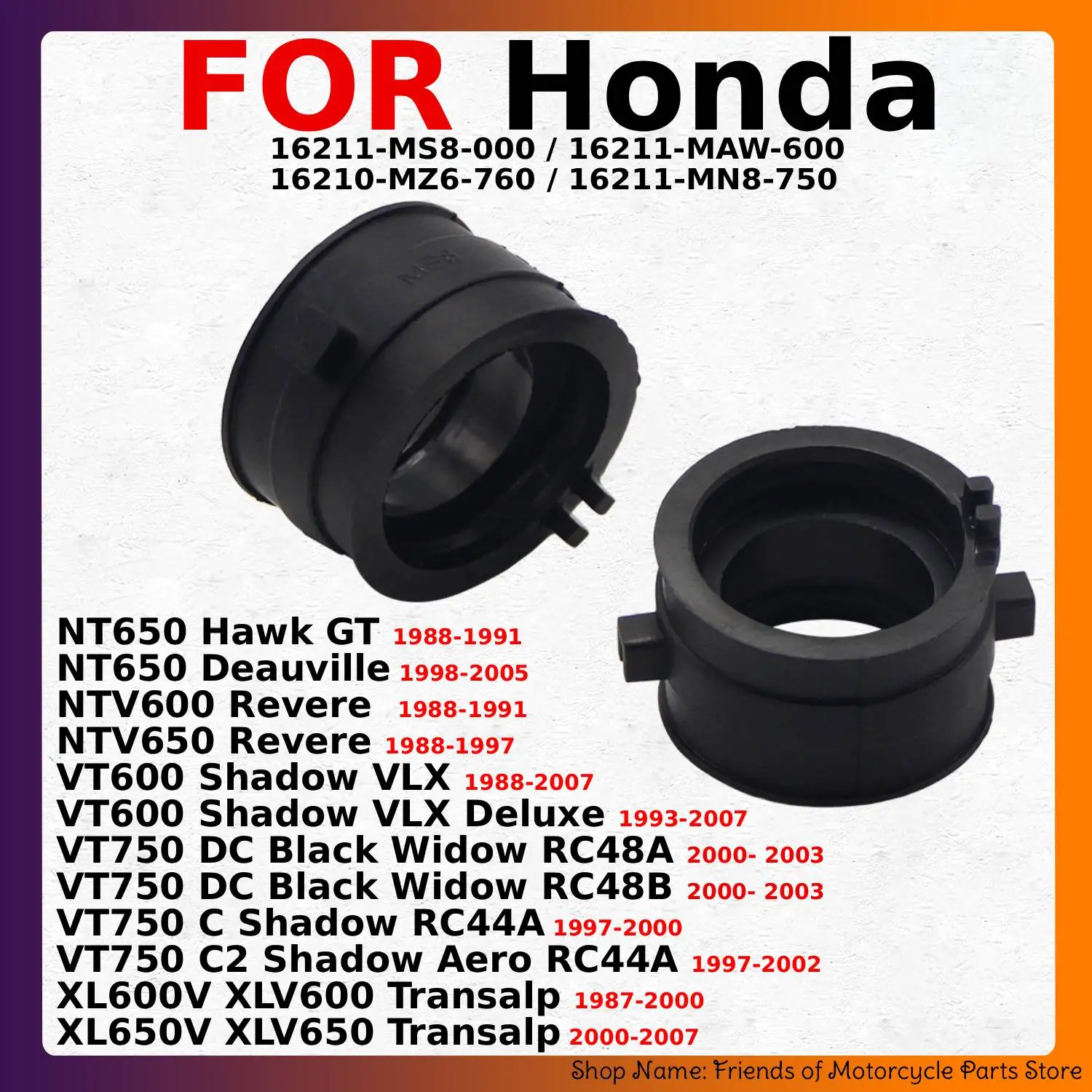 Motorcycle Carburettor Adapter Intake Manifold For Honda VT600 Deluxe VT750 XLV600 NT650 Hawk GT Deauville NTV600 Revere  NTV650