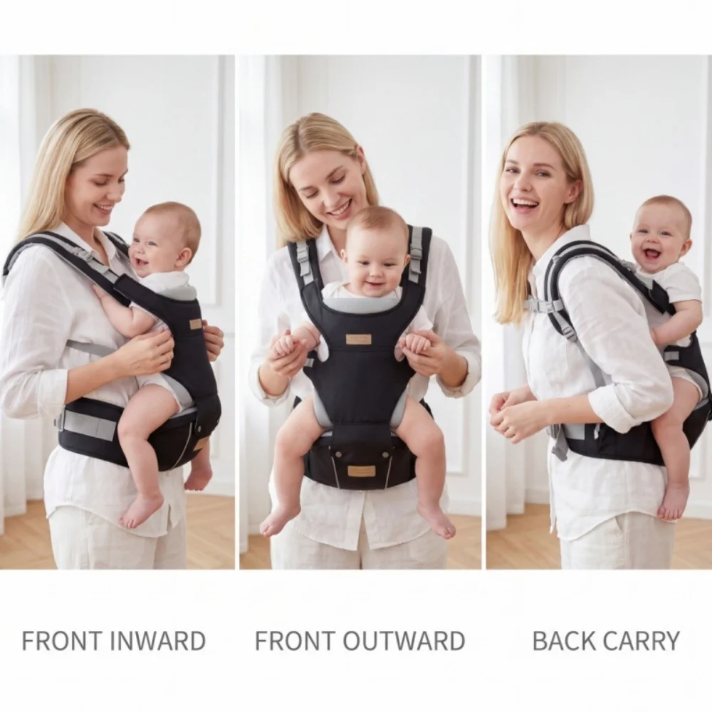 Multifunctional Ergonomic Waist Bench Baby Carrier, Hands-Free Ergonomic Baby Carrier with Hip Seat, Easy Walking Baby Carrier f