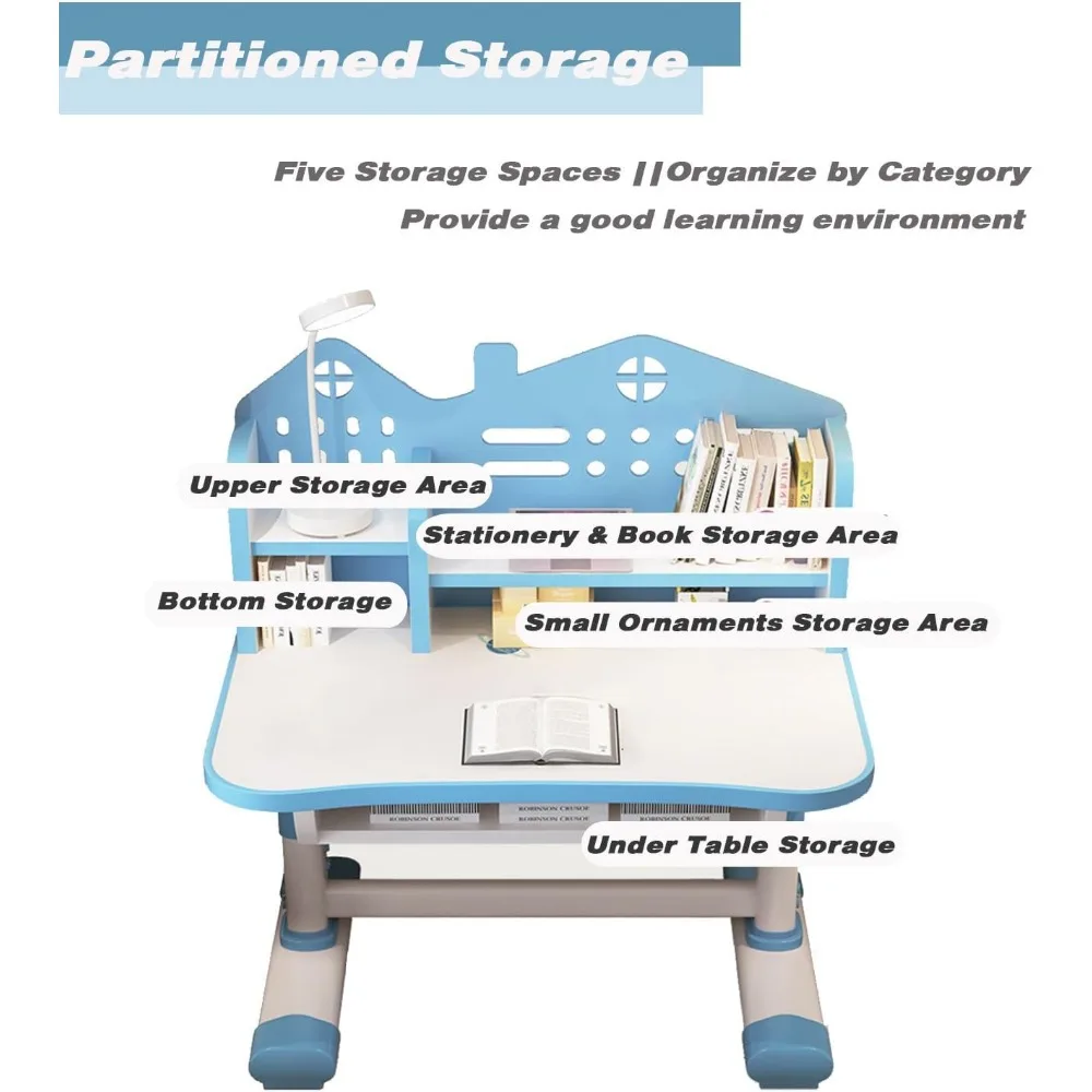 Kids' Table Chair Sets, Kids' Desks Chair, Children Study Desk Writing Table Computer Workstation With Large Storage Drawer