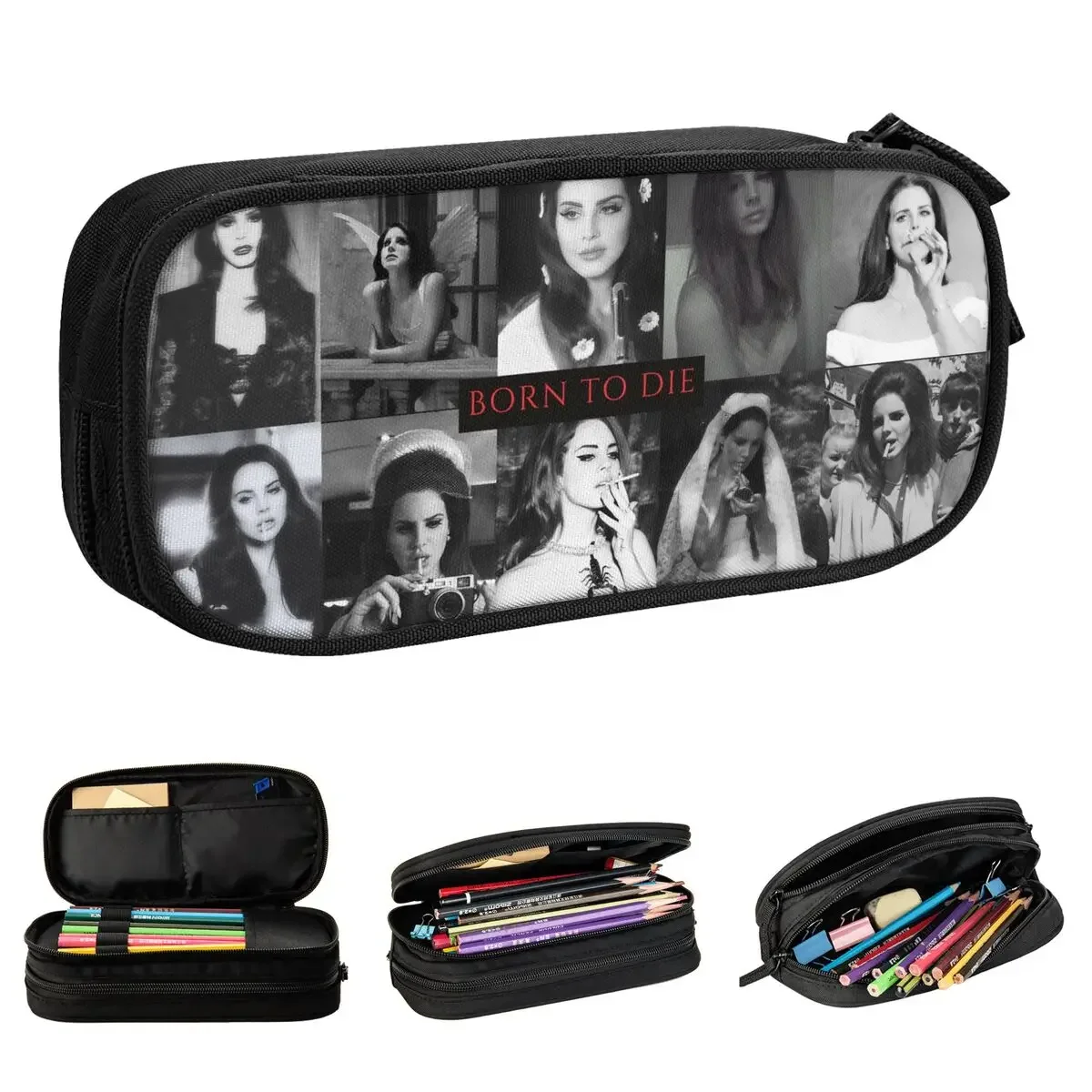 

Lana Del Rey Collage Pencil Cases Singer Pencil Pouch Pen Holder for Student Large Storage Bag Students School Zipper Stationery