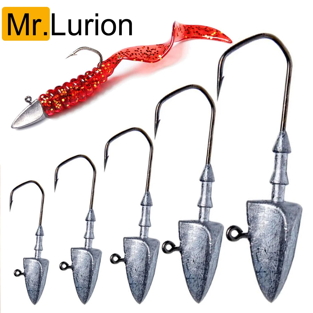 MrLurion 10pcs Triangle Head rig jig hook 3.5g 5g 7g 10g 14g 20g ,soft lure bait fishing hook ,sharp carbon steel fishing hook