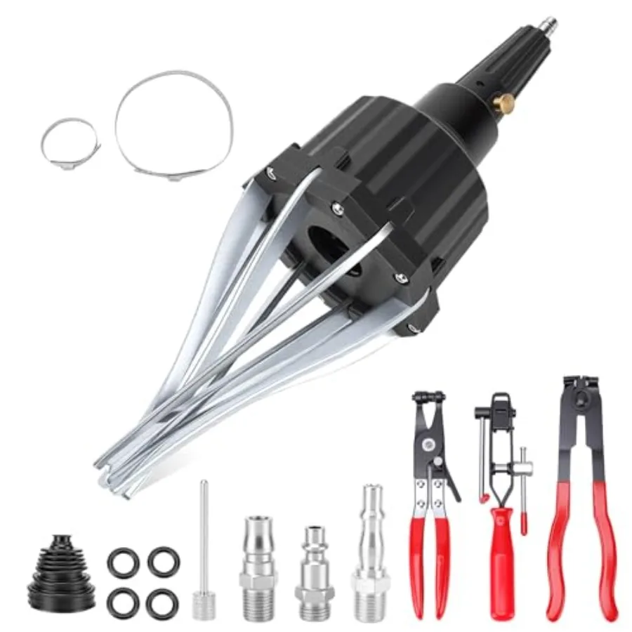 

Pneumatic CV Boot Expander Spreader Tool Kit, Installation Removal Repair Kit with 3 Clamp Pliers 15 Pairs Hose Clamp, Universa