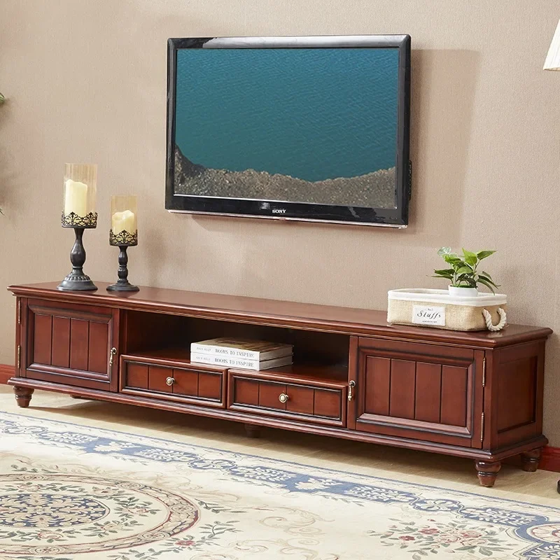 FG26American solid wood TV cabinet living room furniture audio-visual length double door double drawer cabinet