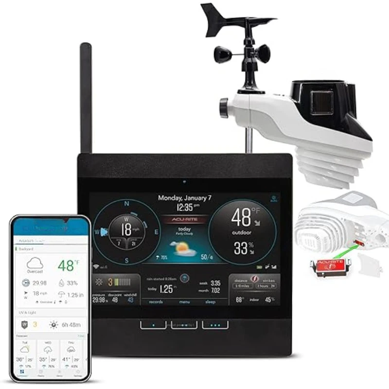 Professional Home Weather Station with WiFi Display, Detection, Temperature, Humidity, Rain Gauge