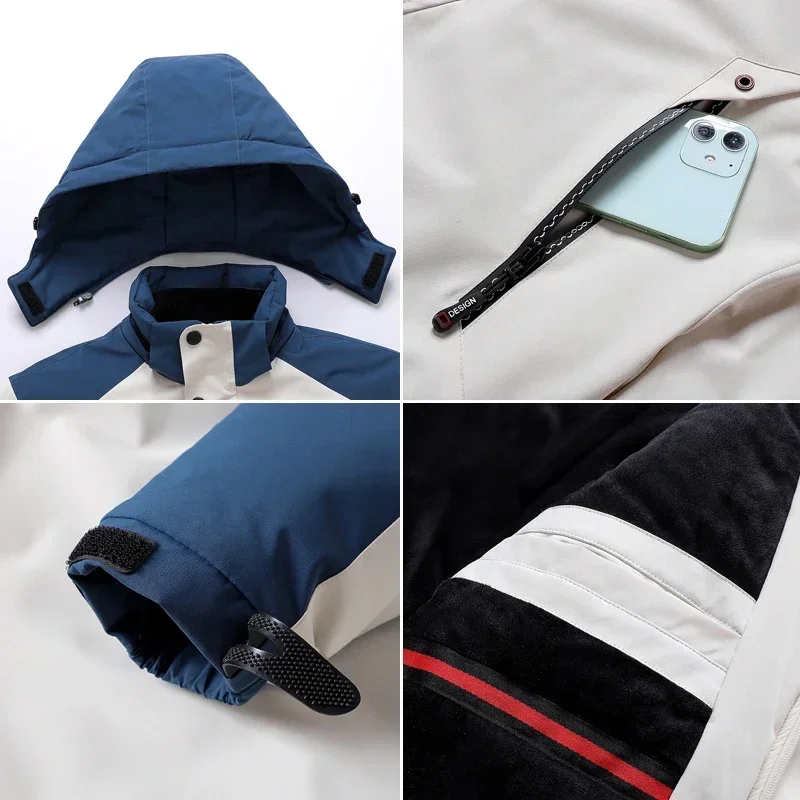 Winter Ski Suit Men Snow Parkas Super Warm Windproof Outdoor Sports Skiing Fleece Jackets and Pants Male Snowboard Wear Overalls