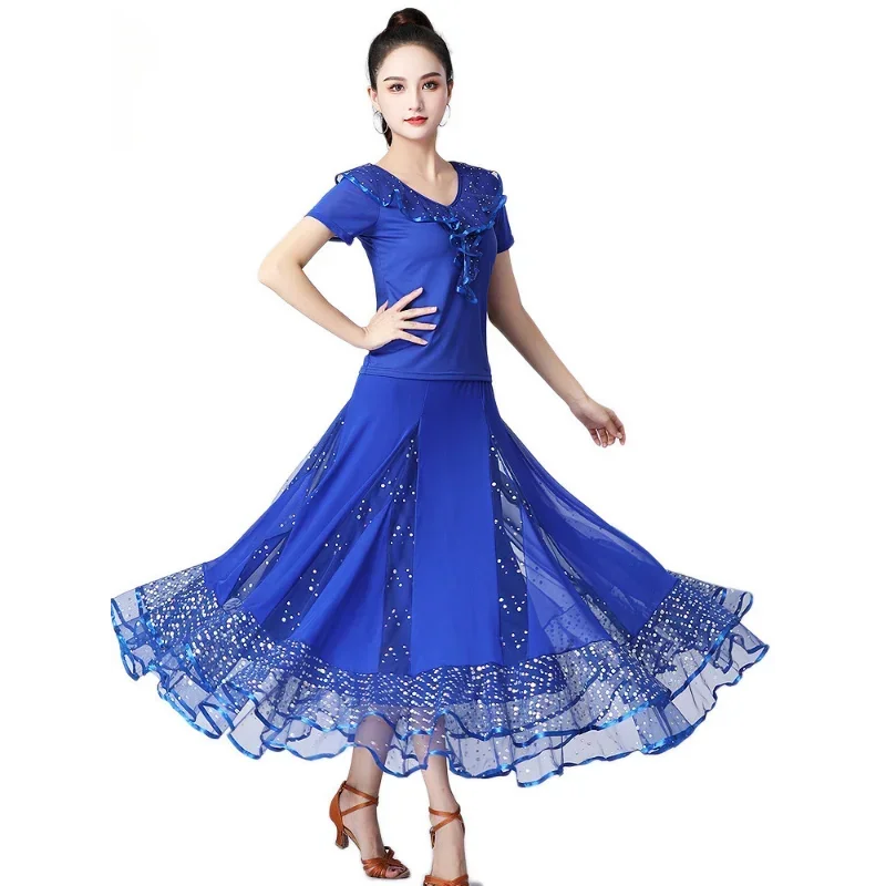

Performance Costume Standard Ballroom Dance Practice Dress Tango Modern Dance Quick Step Party Dress Set of 2