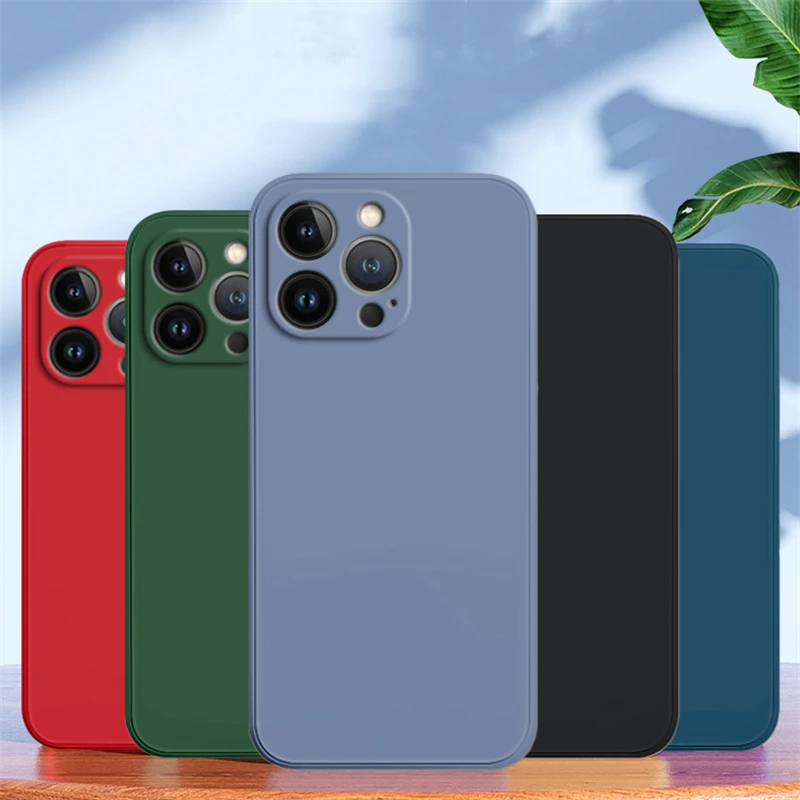 Luxe originele vloeibare siliconen telefoon case voor iPhone 15 14 13 12 11 Pro Max Mini X XR XS 7 8 Plus Schokbestendig Soft Case