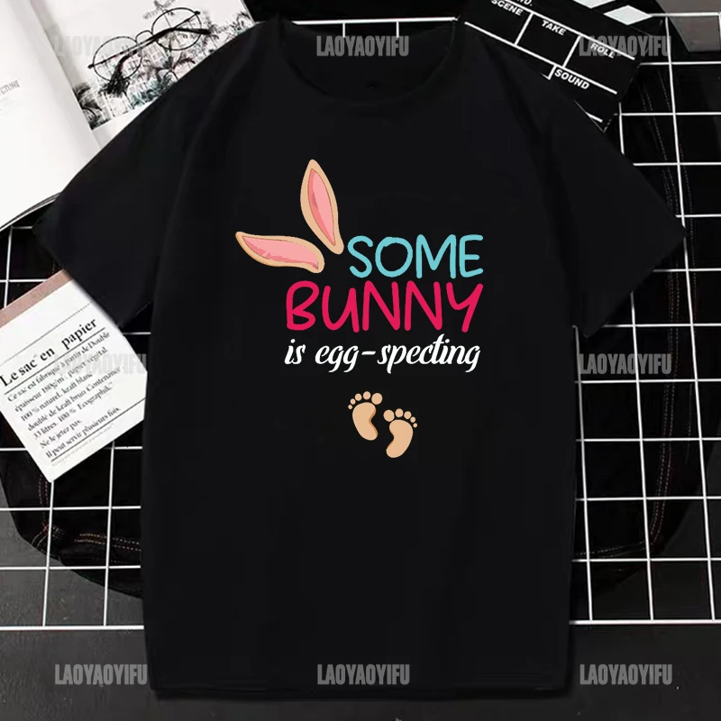 Happy Easter Cool Bunny Print  TShirt Tops Women Cotton Shirt Casual Fashion Streetwear Unisex Camisetas Girls Boys Kids Tee