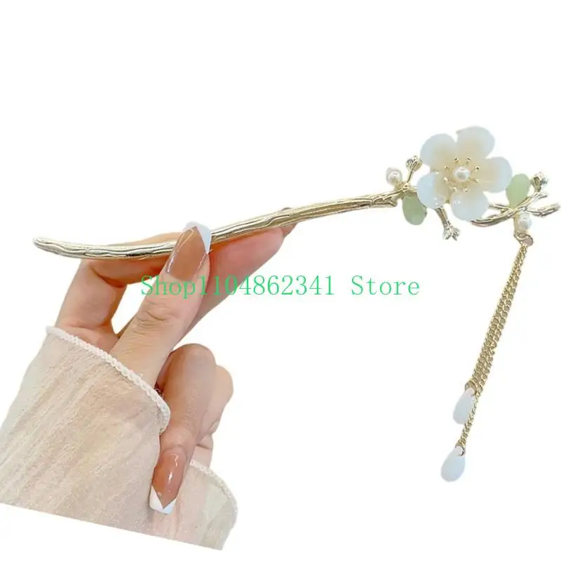 5ASD عصا الشعر المعدنية العملية مع زهرة وشرابات التفاصيل للتجمعات المسائية