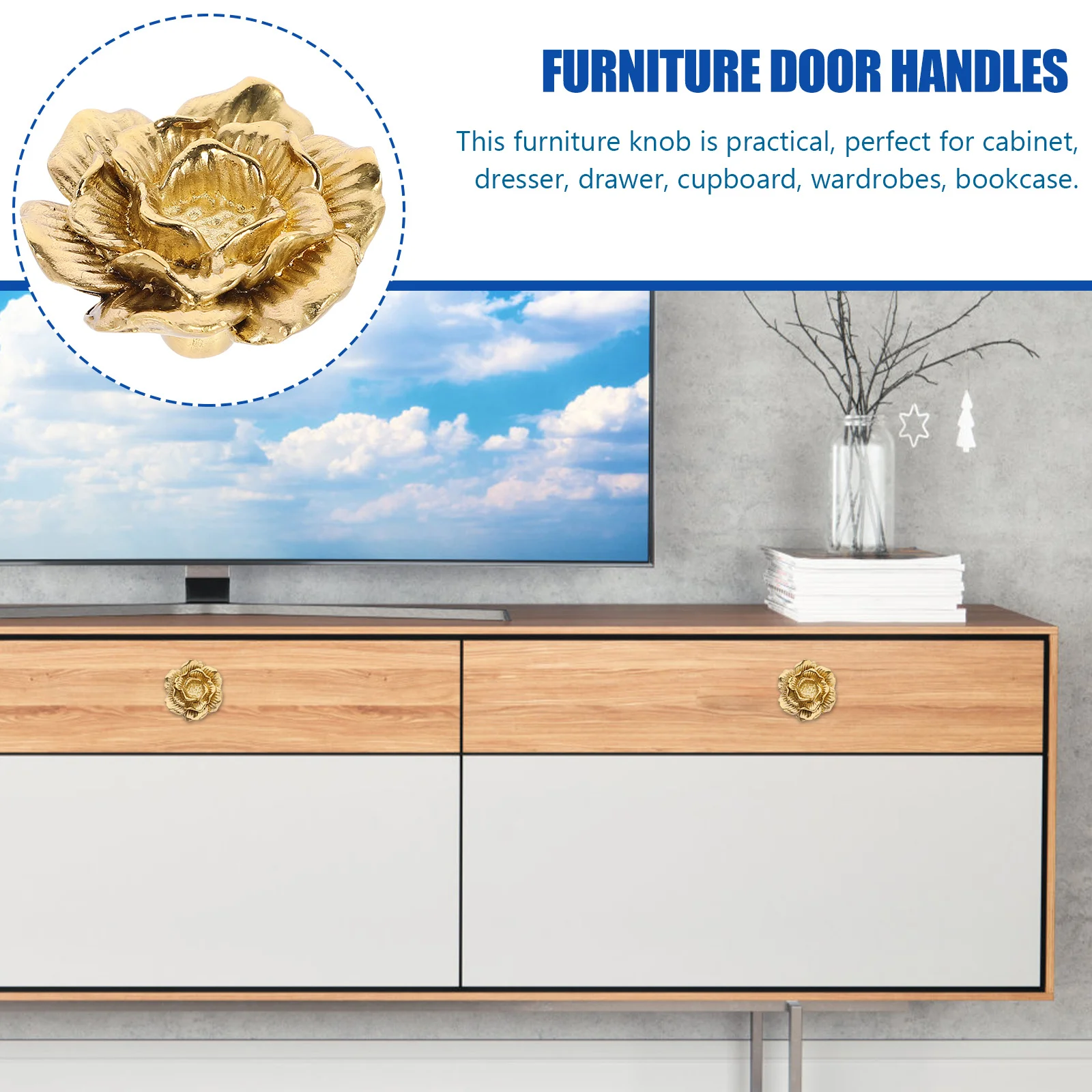 

Brass Rose Handle Flower Shaped Cabinet Knob Drawer Pull Door Hardware Metal Handles For Kitchen Bathroom Wardrobe