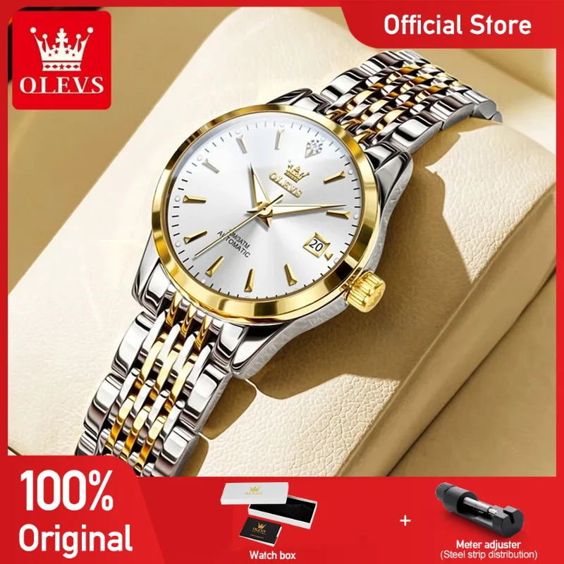 

OLEVS 6635 Ladies Watch Luxury Automatic Mechanical Watch Waterproof Stainless Steel Date Watches For Women Set Gifts Original