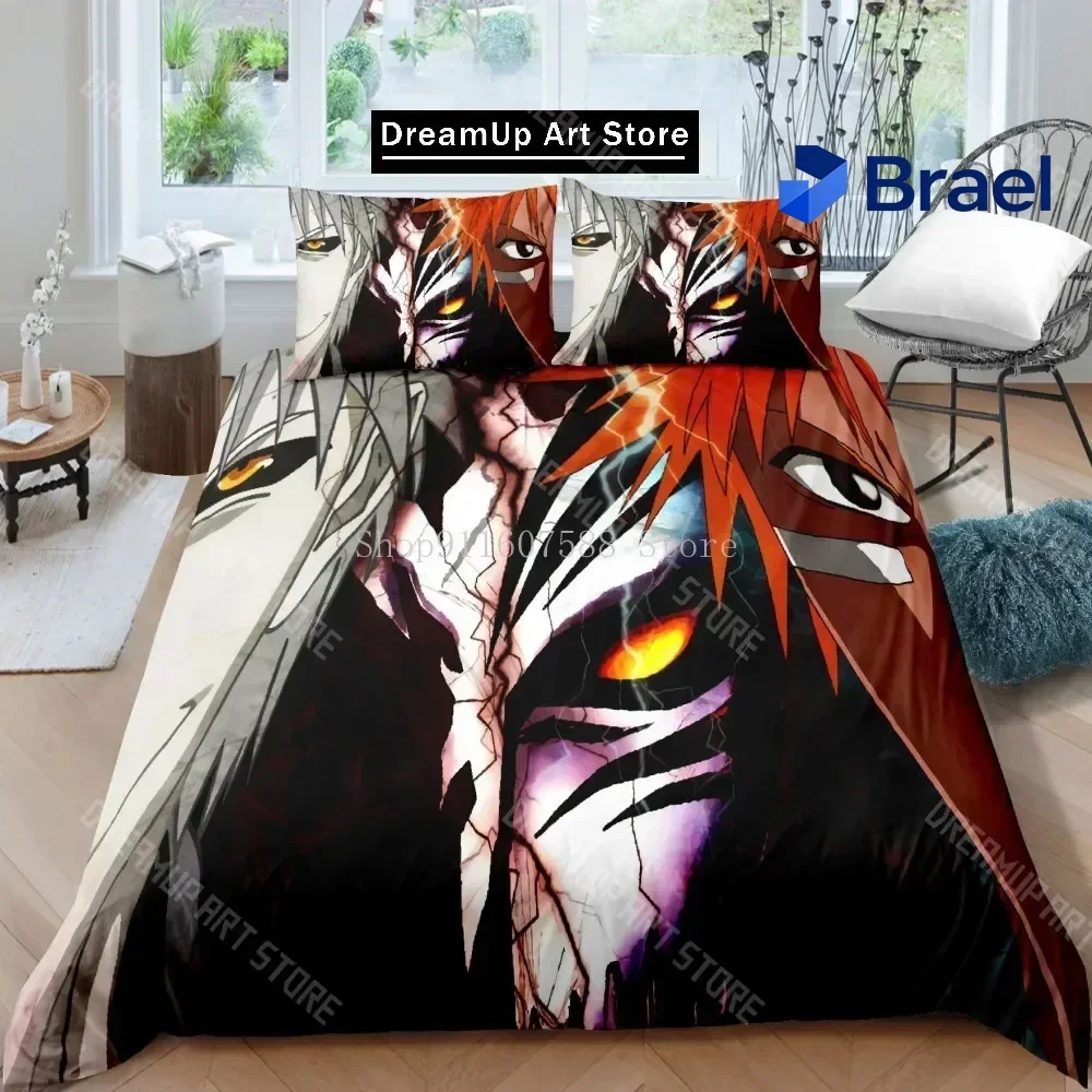 Exquisite 3D Print Bleach Kurosaki Ichigo Bedding Set Anime Duvet Covers Pillowcases Boys Comforter Bedding Sets Customized Bed
