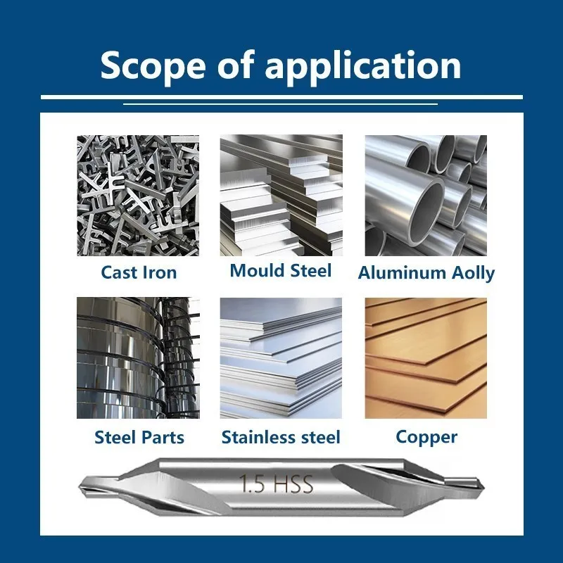 Cmcp 1-5Mm Hss Gecombineerde Center Boor Set 60 Graden Metaalbewerking Gat Boor Hole Cutter Metalen boor 4/5/6/7/8/10Pcs