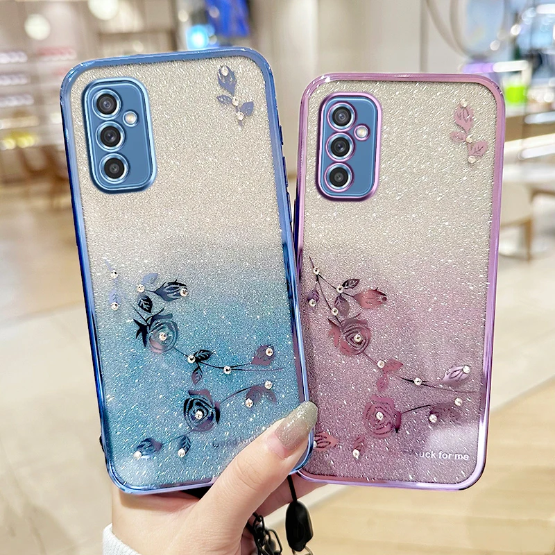 Soft Phone Case For Samsung Galaxy M53 M17 M54 M34 M23 M07 M55 M15 M06 M05 M35 M52 M14 5G Lens Protection Lanyard Cover Cases