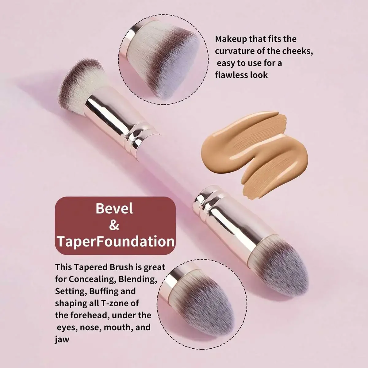 4Pcs Dual Ended Makeup Brushes Set Foundation Blush Contour Concealer for Eyeshadow Brushes Starter Portable Travel