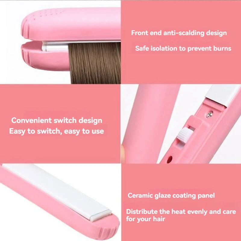 2-In-1 Hair Straightener & Curler Mini Hair Curler Design For Short Hair Mini Dual Purpose Curling Iron US Plug