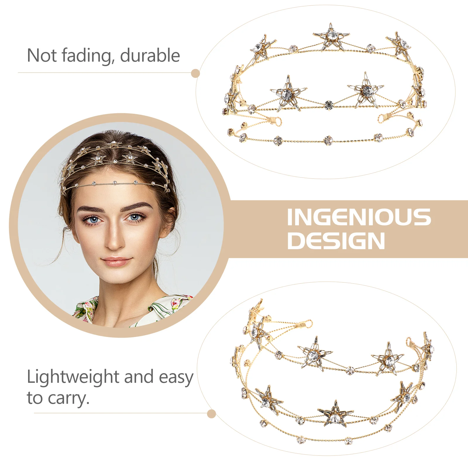 Accessories Crown Women's Bride Rhinestones Goddess Headpiece Moon Alloy Wedding Decor Stars