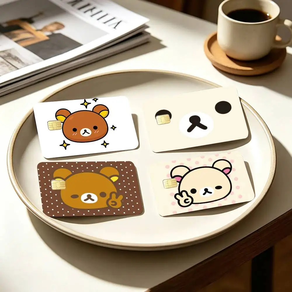 R+Rilakkuma White Brown Bear  4pcs 1Set Card Stickers Small Waterproof Chip 4PCS Card Sticker Anti-Scratch