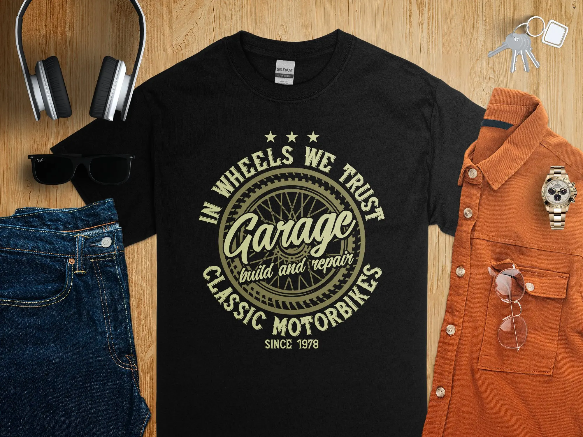 Vintage Motorcycle Garage T Shirt Classic Bike Build and Repair Top Retro Biker Since 1978 Unique Motorcyclist