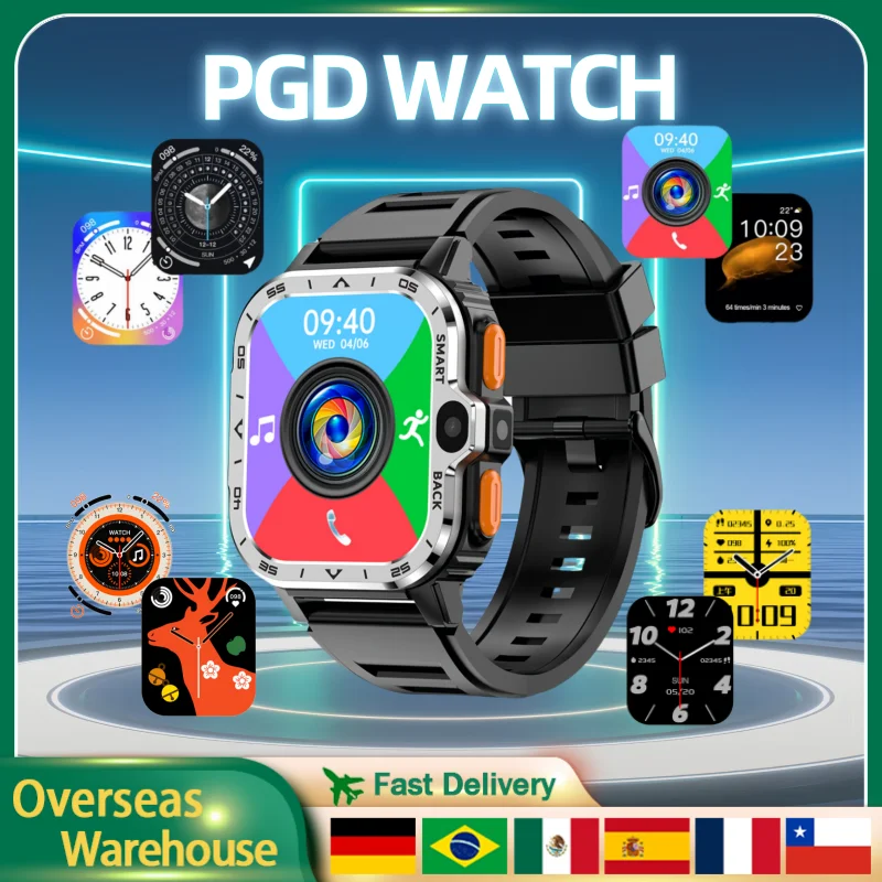 PGD SmartWatch 4G Dual Camera LTE GPS Wifi SIM Card NFC Rugged 16/64G ROM Storage Google Play Heart Rate Android Smart Watch Men