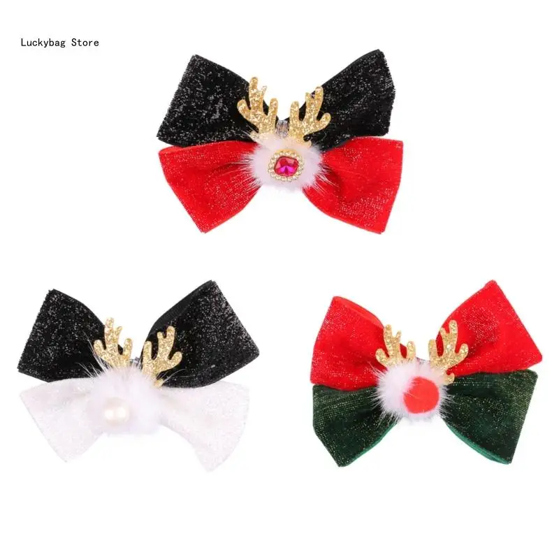 

Elegant Christmas Reindeer Hair Clips With Comfortable Hair Ornament Pompoms Adds a Festive Touch to Any Hairstyle