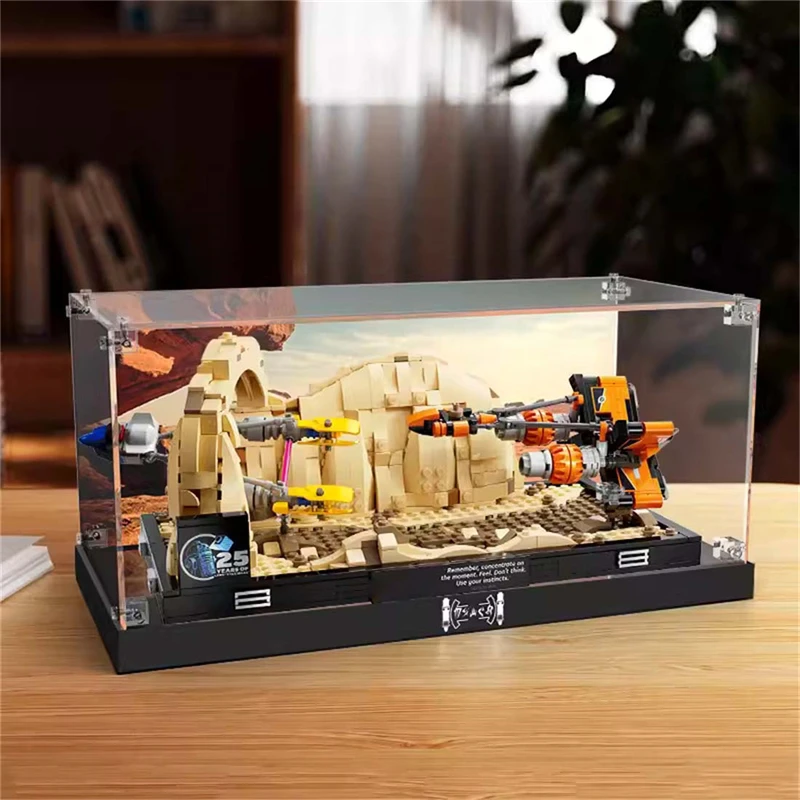 Display Case for Lego Mos Espa Podrace Diorama 75380, 3MM Acrylic Display Box for Lego 75380 (No Model Set Included)