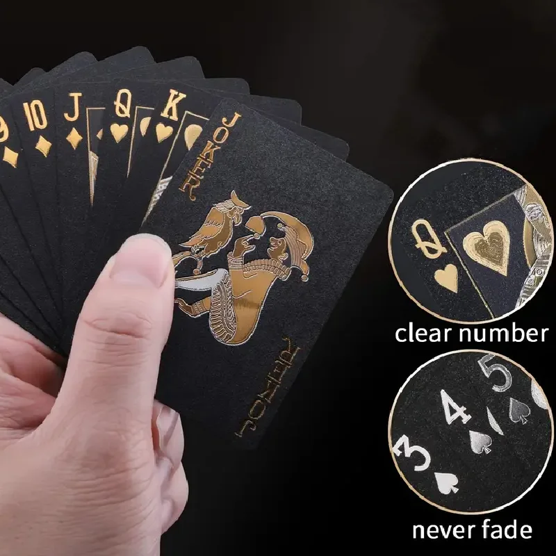 Gioco di carte da gioco in oro nero Carta da gioco Strumenti magici creativi impermeabili Puntelli di gioco per scacchiera per giochi di società classici per le vacanze in casa