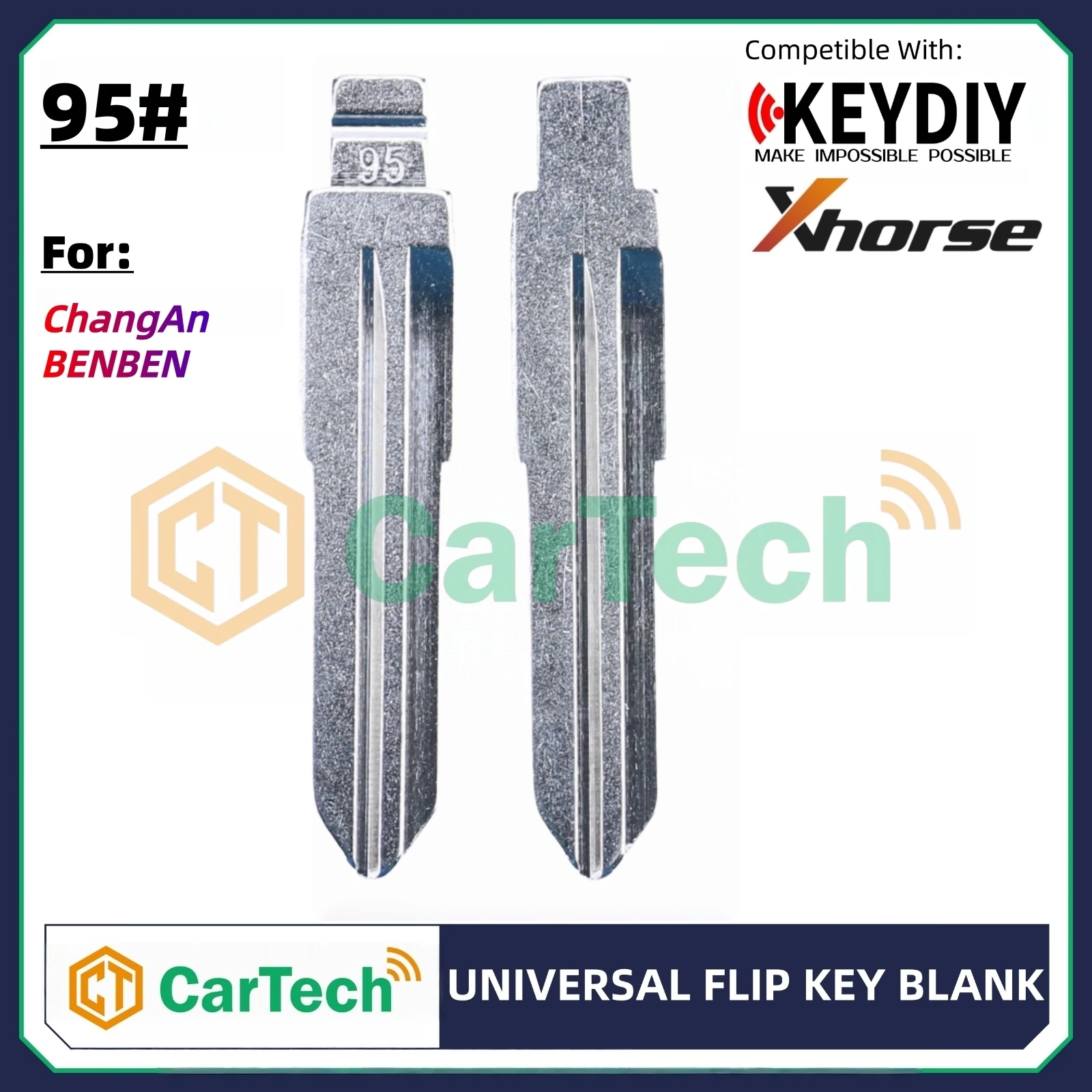Cartech 95# Uncut Flip Blank Key Blade for KEYDIY KD XHORSE VVDI Universal Remote Fit ChangAn BENBEN